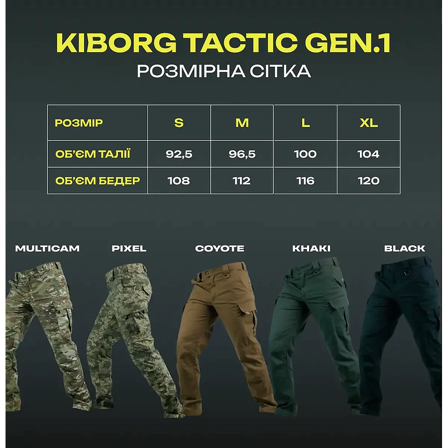 Тактичні штани Kiborg Gen.1. Койот