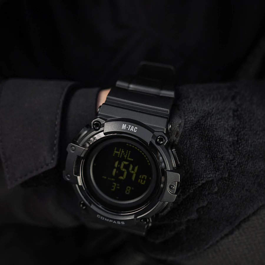Тактические часы c компасом 2233 Army M-Tac. Чорний