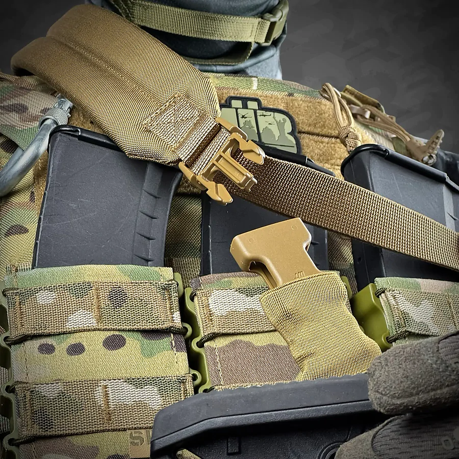 Ремінь збройовий RAGNAROK триточковий з широким наплічником KRAKEN carbine. Койот