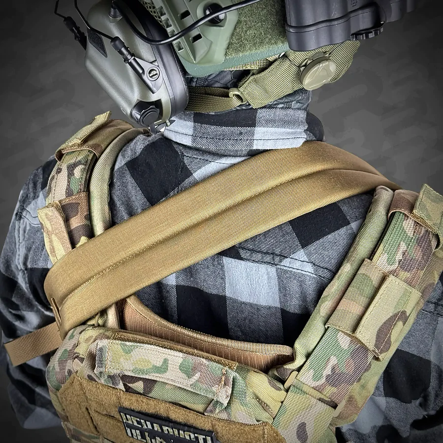 Ремінь збройовий RAGNAROK триточковий з широким наплічником KRAKEN carbine. Койот