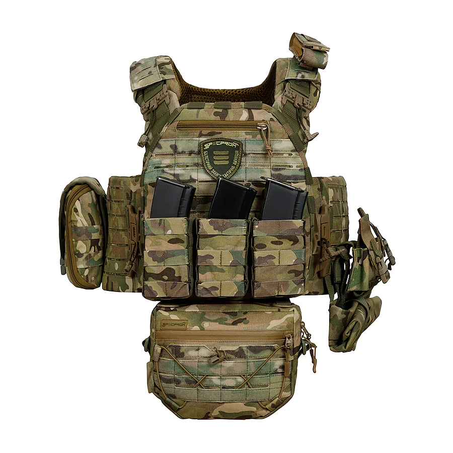 Плитоноска SPECPROM WARMOR Gen.5 V2 с полным комплектом подсумков Мультикам. Система быстрого сброса