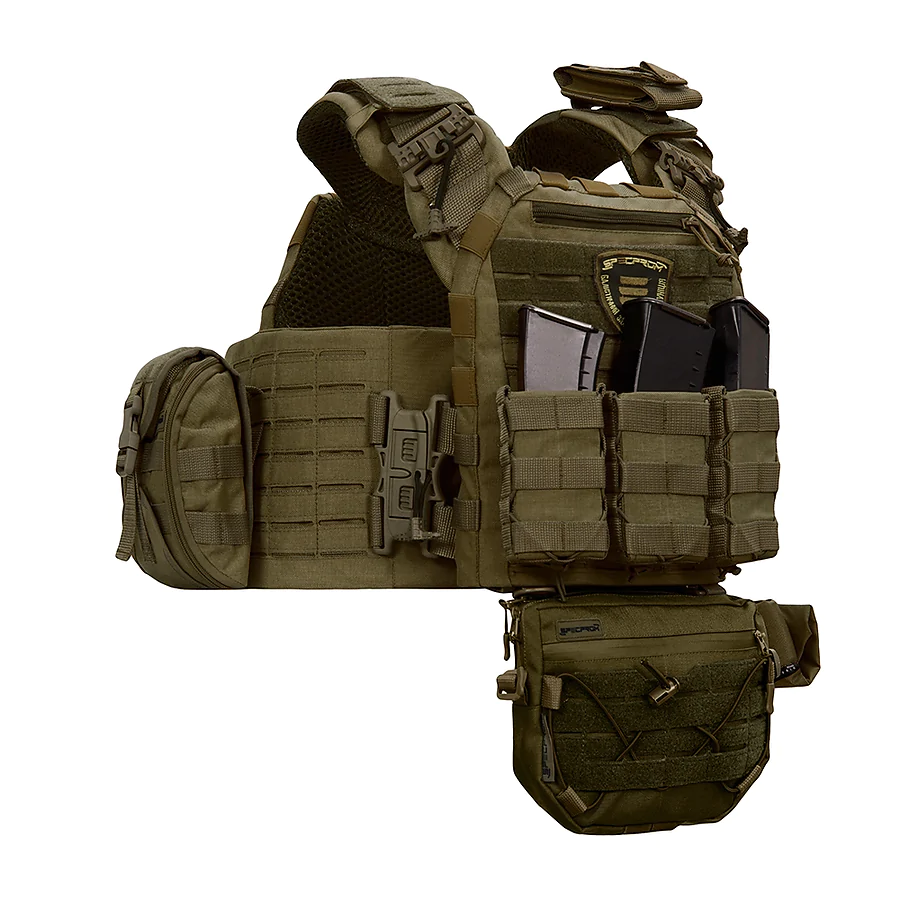 Плитоноска SPECPROM WARMOR Gen.5 V2 с полным комплектом подсумков Олива. Система быстрого сброса