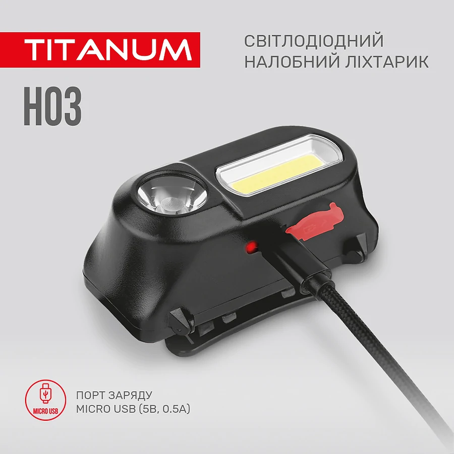Налобний світлодіодний ліхтар TITANUM 180Lm 6500K