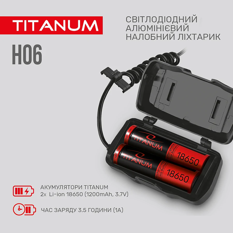 Налобний світлодіодний ліхтар TITANUM 800Lm 6500K