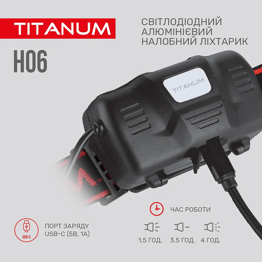 Налобний світлодіодний ліхтар TITANUM 800Lm 6500K
