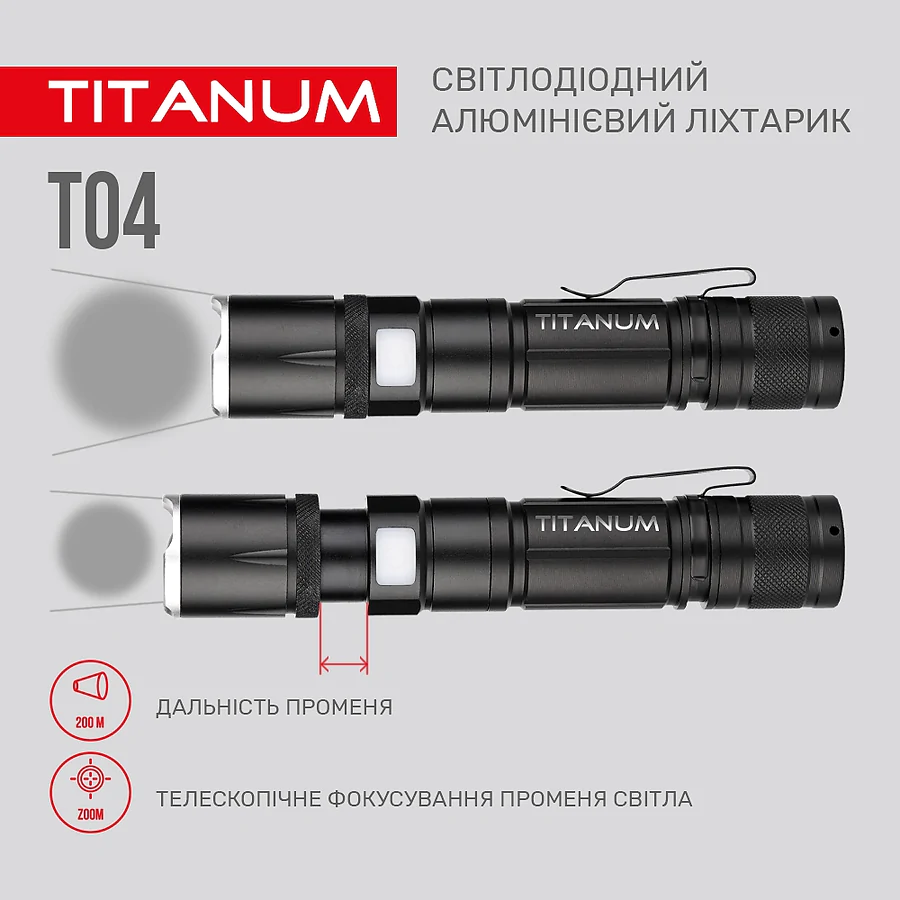 Портативный светодиодный фонарик TITANUM T04 300Lm 6500K
