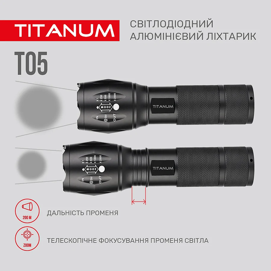Портативний світлодіодний ліхтарик TITANUM T05 300Lm 6500K