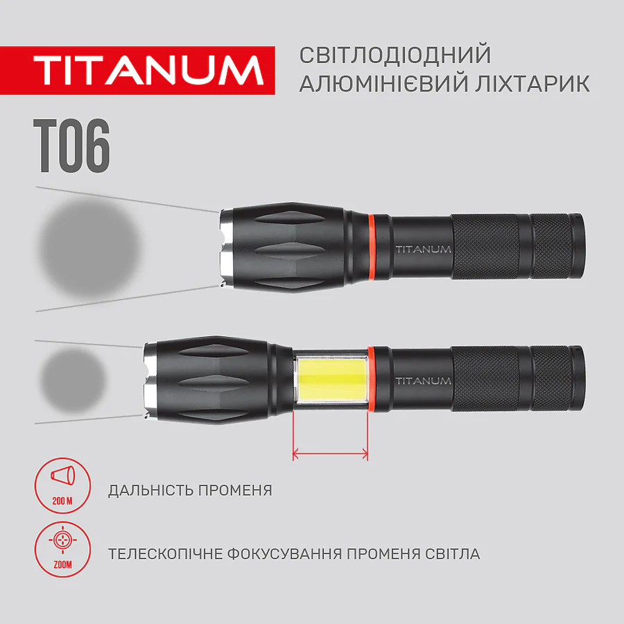 Портативный светодиодный фонарик TITANUM T06 300Lm 6500K