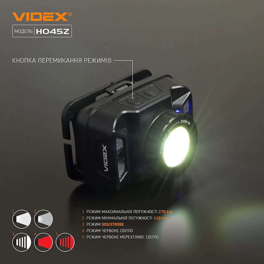 Налобный светодиодный фонарь VIDEX 270Lm 5000K