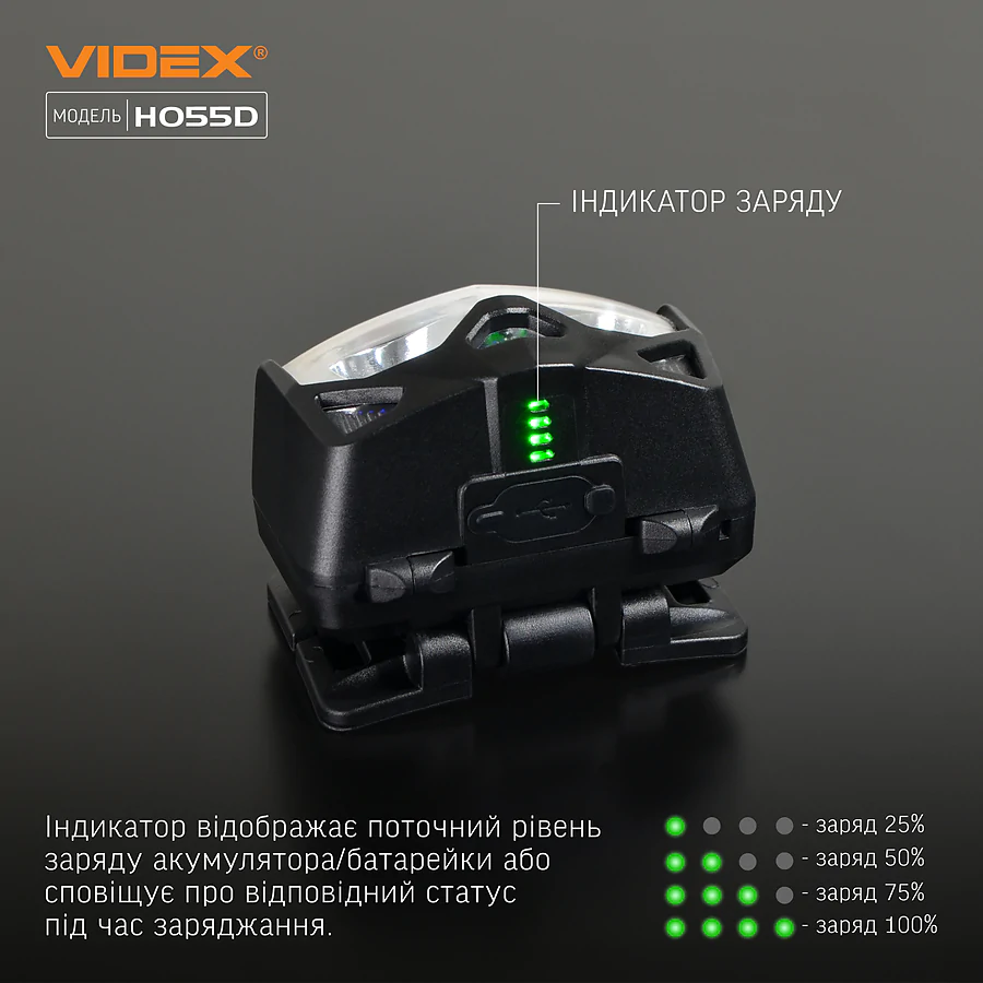 Налобний світлодіодний ліхтар VIDEX 500Lm 5000K