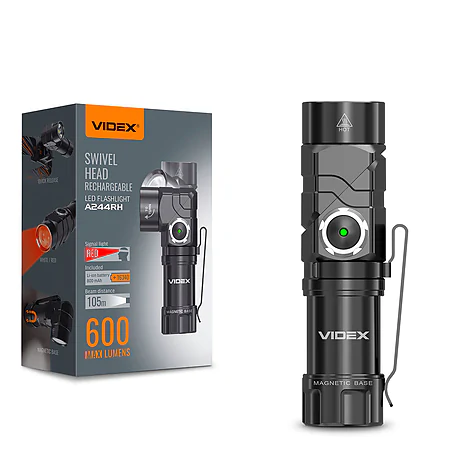 Портативний світлодіодний ліхтарик VIDEX 600Lm 5000K з кріпленням на голову