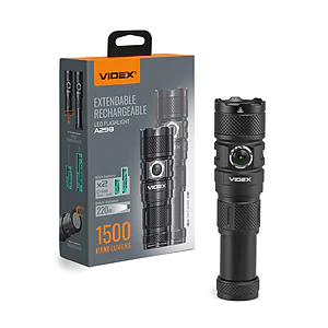 Портативний світлодіодний ліхтарик VIDEX 1500Lm 5000K з двома акумуляторами