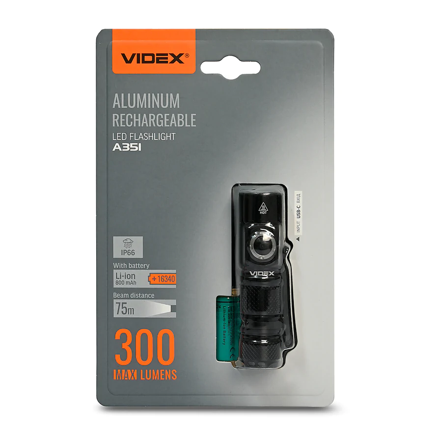 Портативний світлодіодний ліхтарик VIDEX 300Lm 5000K