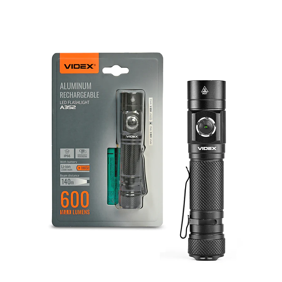 Портативный светодиодный фонарик VIDEX 600Lm 5000K