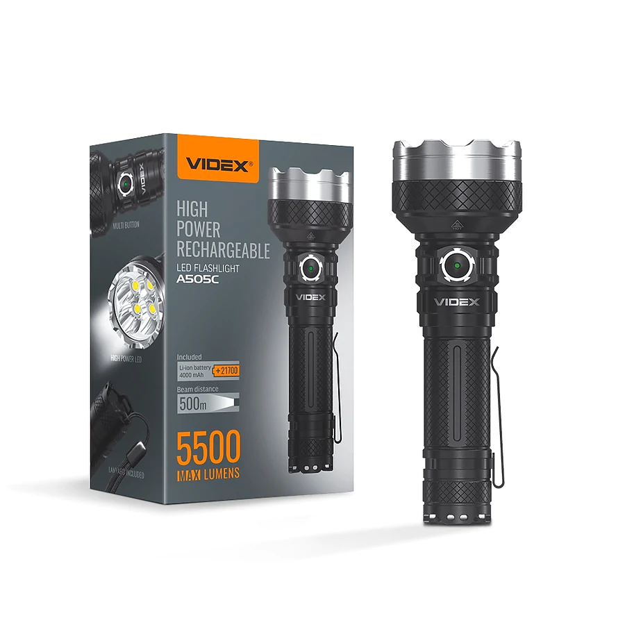 Портативный светодиодный фонарик VIDEX 5500Lm 5000K