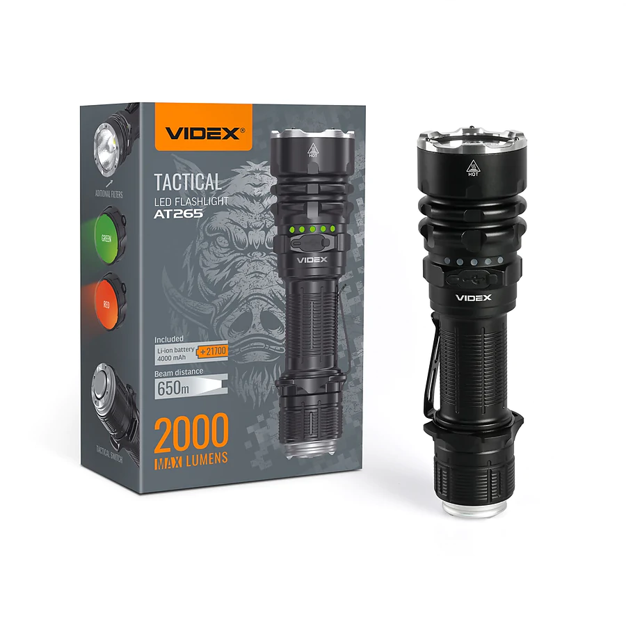 Тактический светодиодный фонарь VIDEX 2000Lm 6500K