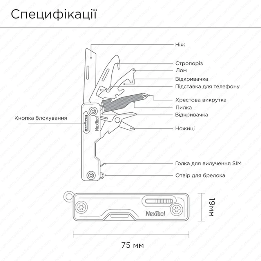 Мультитул NexTool Multi Functional Knife, хаки