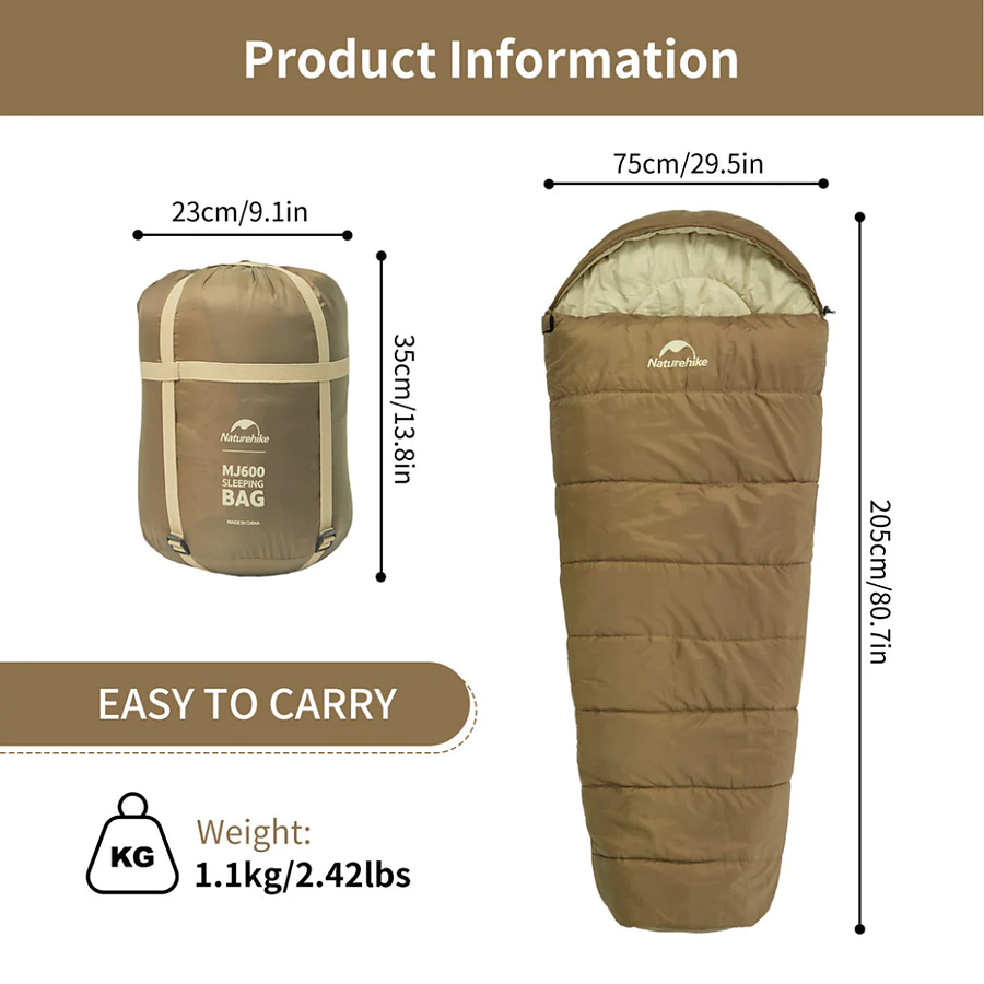 Спальний мішок Naturehike MJ 600 CNK2300SD014. Коричневий