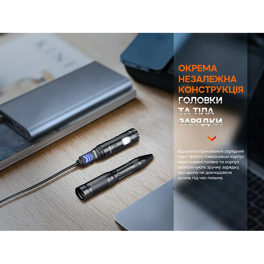 Тактична ручка з ліхтариком Fenix T6. Синій