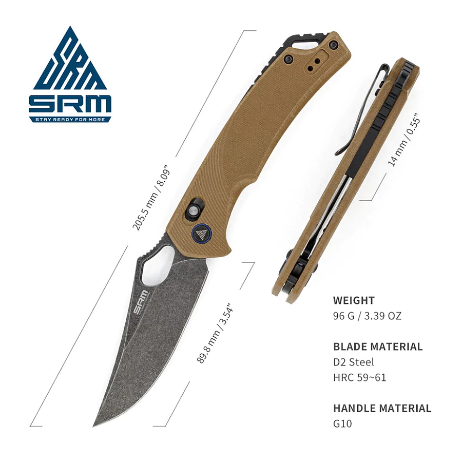 Нож складной SRM Retriever 9202-GW, коричневый