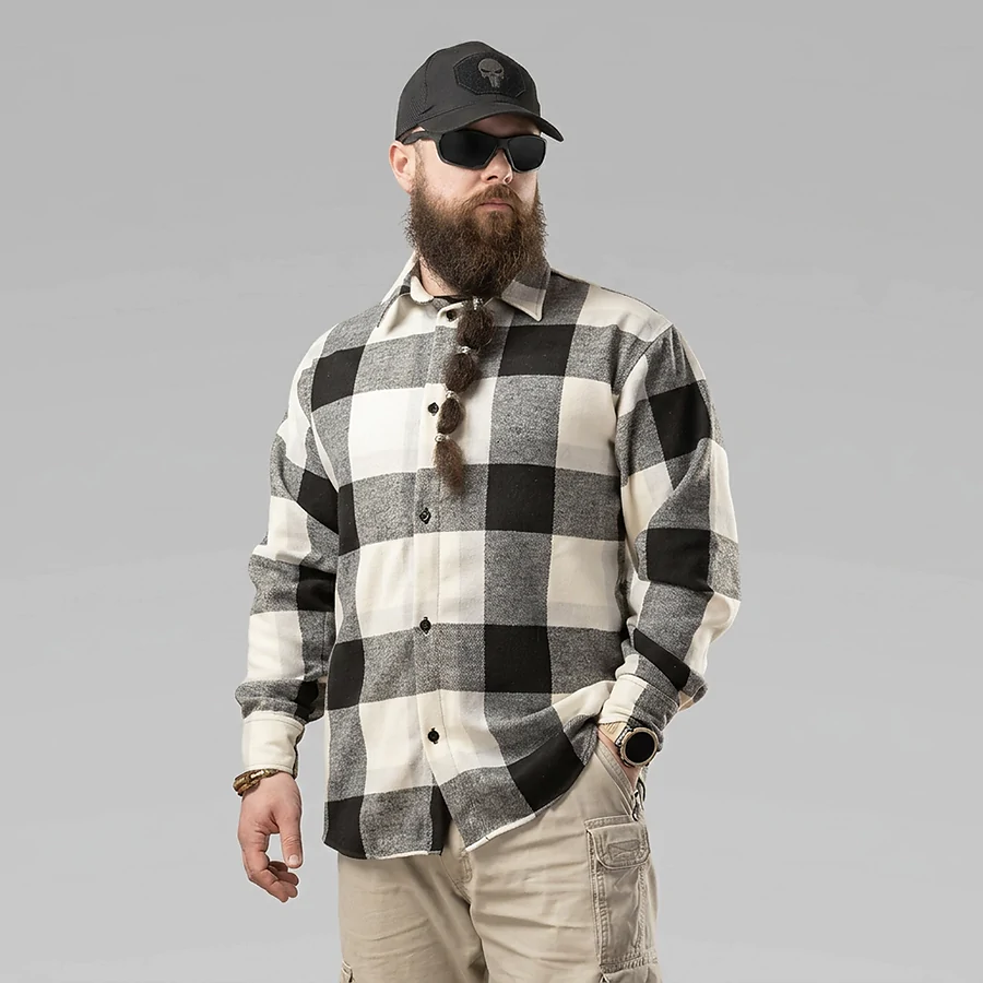 Рубашка в клетку Pobedov Tartan, черно-белый