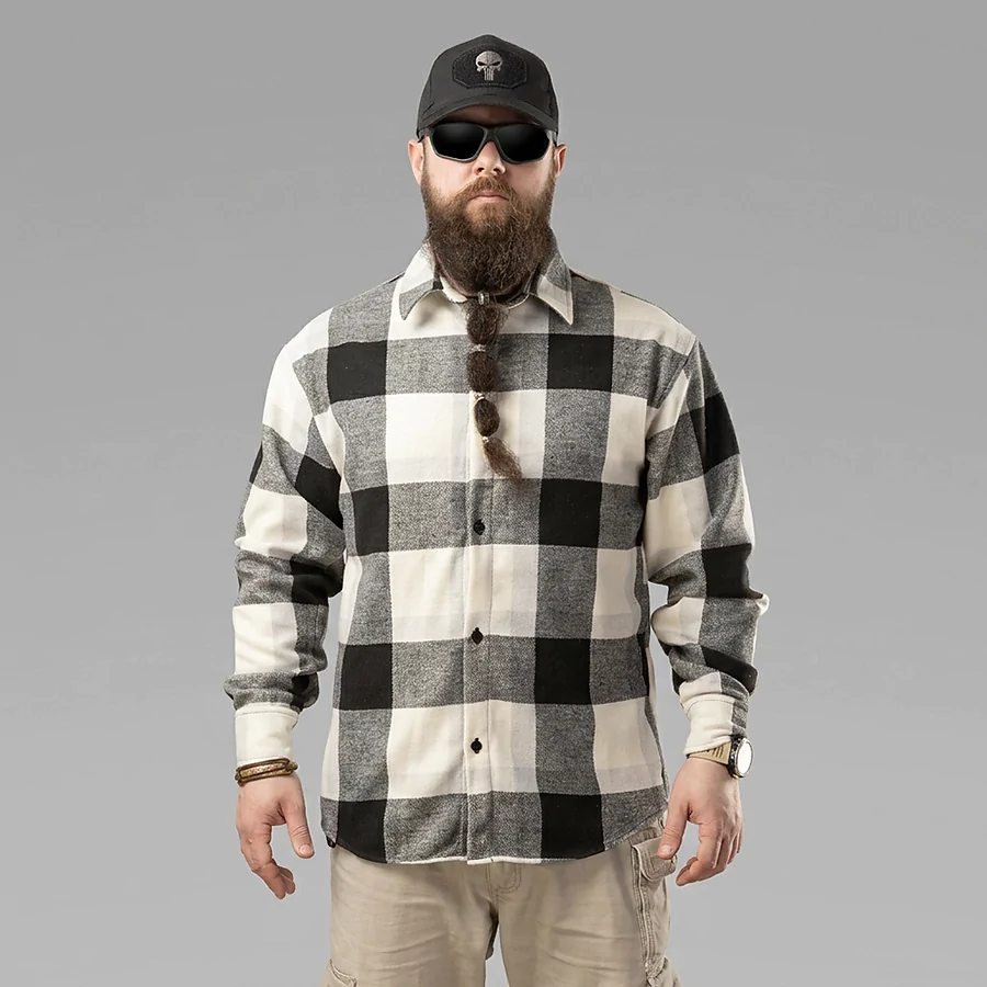 Рубашка в клетку Pobedov Tartan, черно-белый
