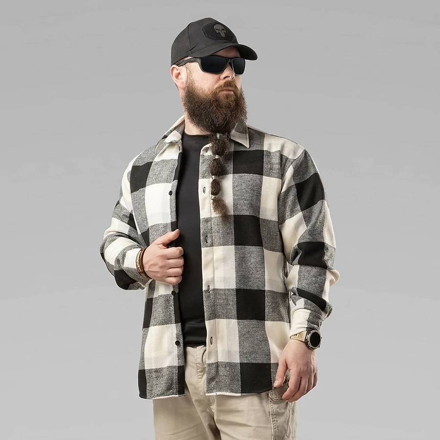 Рубашка в клетку Pobedov Tartan, черно-белый