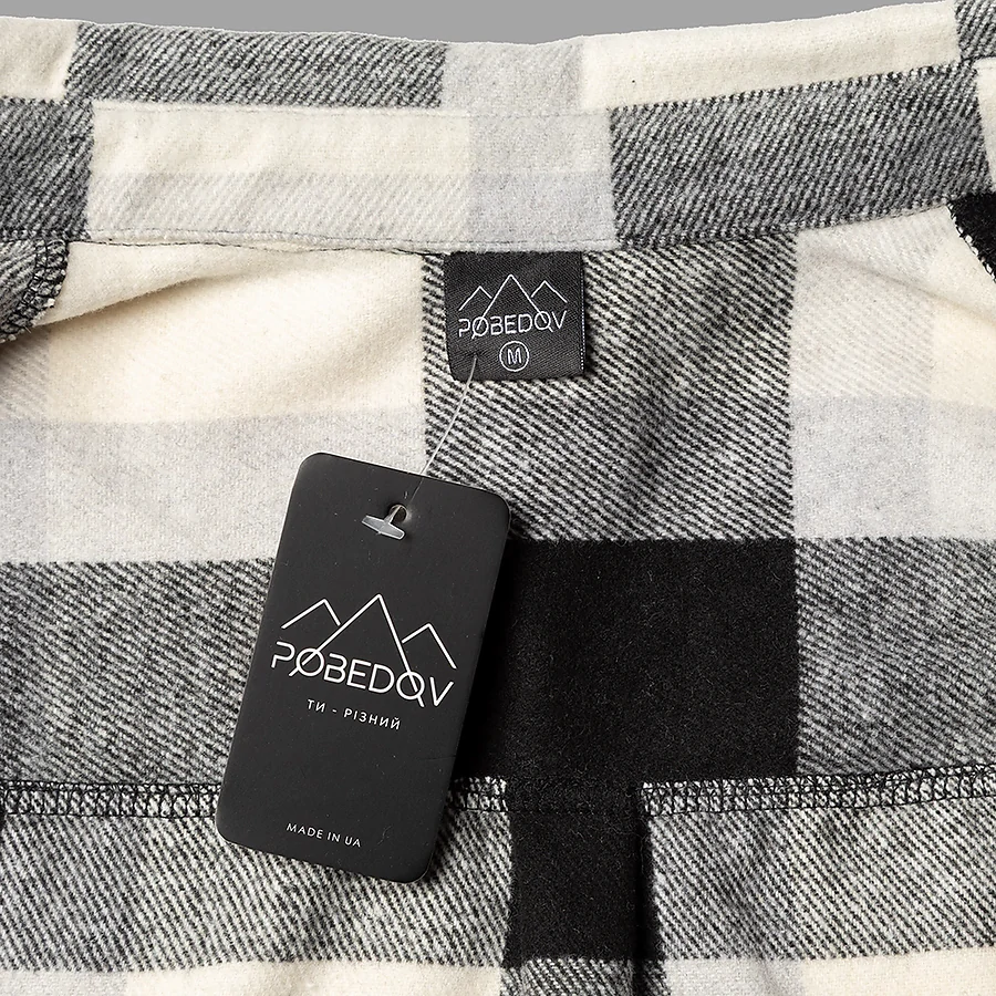 Рубашка в клетку Pobedov Tartan, черно-белый