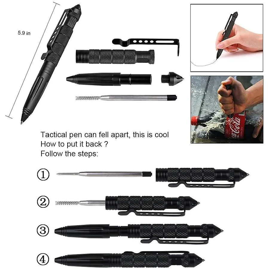 Тактическая ручка со стеклобоем Laix B2 Tactical Pen из алюминия, Черный