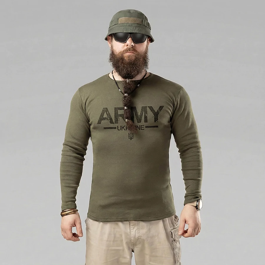 Тактический лонгслив с принтом Kramatan ARMY, Хаки