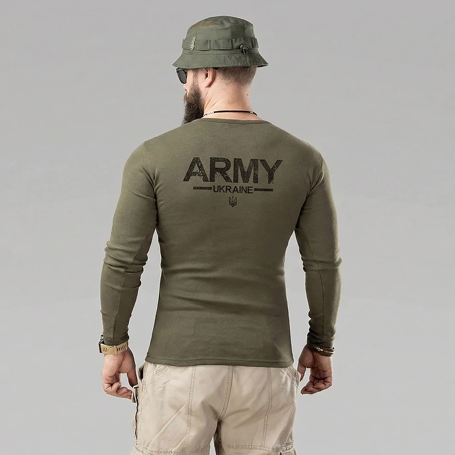 Тактический лонгслив с принтом Kramatan ARMY, Хаки