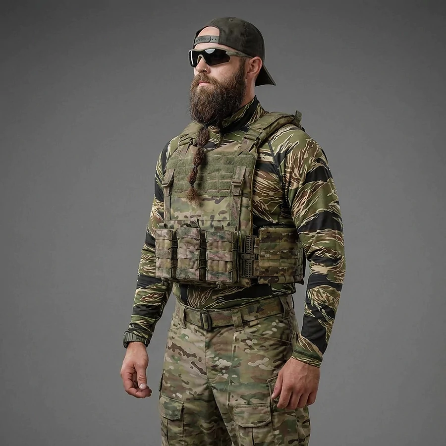Лонгслив Combatant Tiger. Зеленый