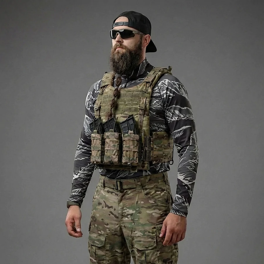 Лонгслив Combatant Tiger. Синий