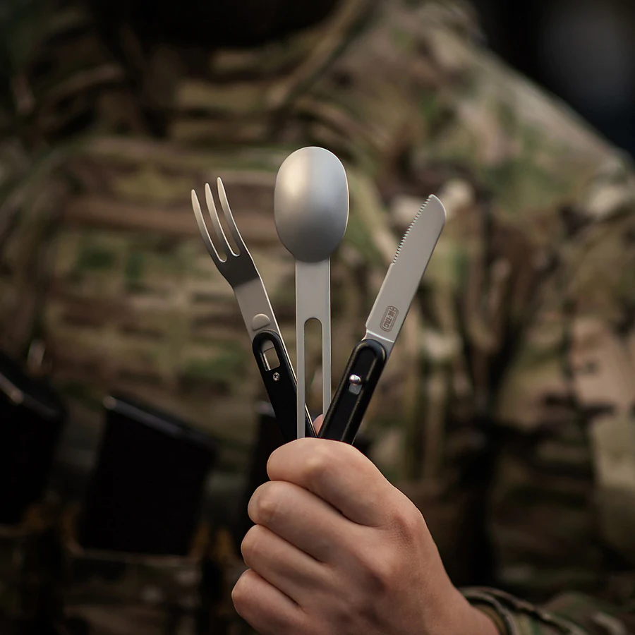 Набір столових приборів M-Tac роз'ємний (ложка+виделка+ніж). Чорний