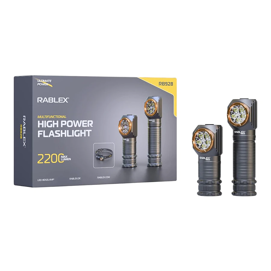 Фонарь ручной Rablex RB928 с креплением на голову (белый+красный)