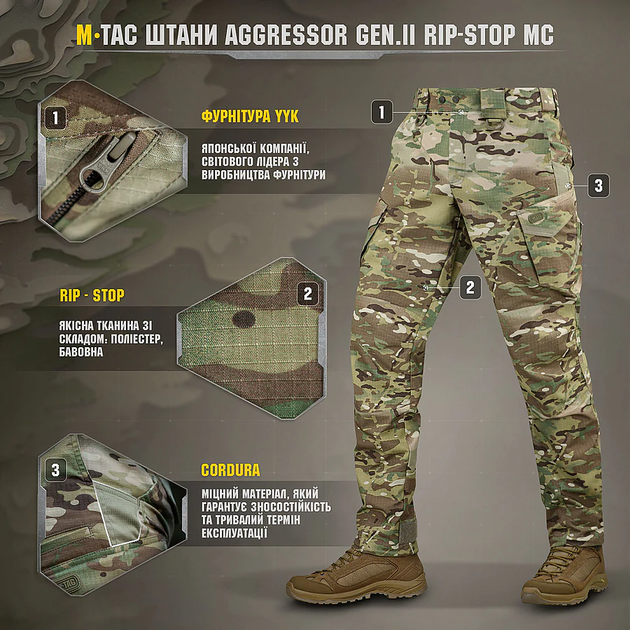 Штаны M-Tac Aggressor Gen.II рип-стоп. Мультикам