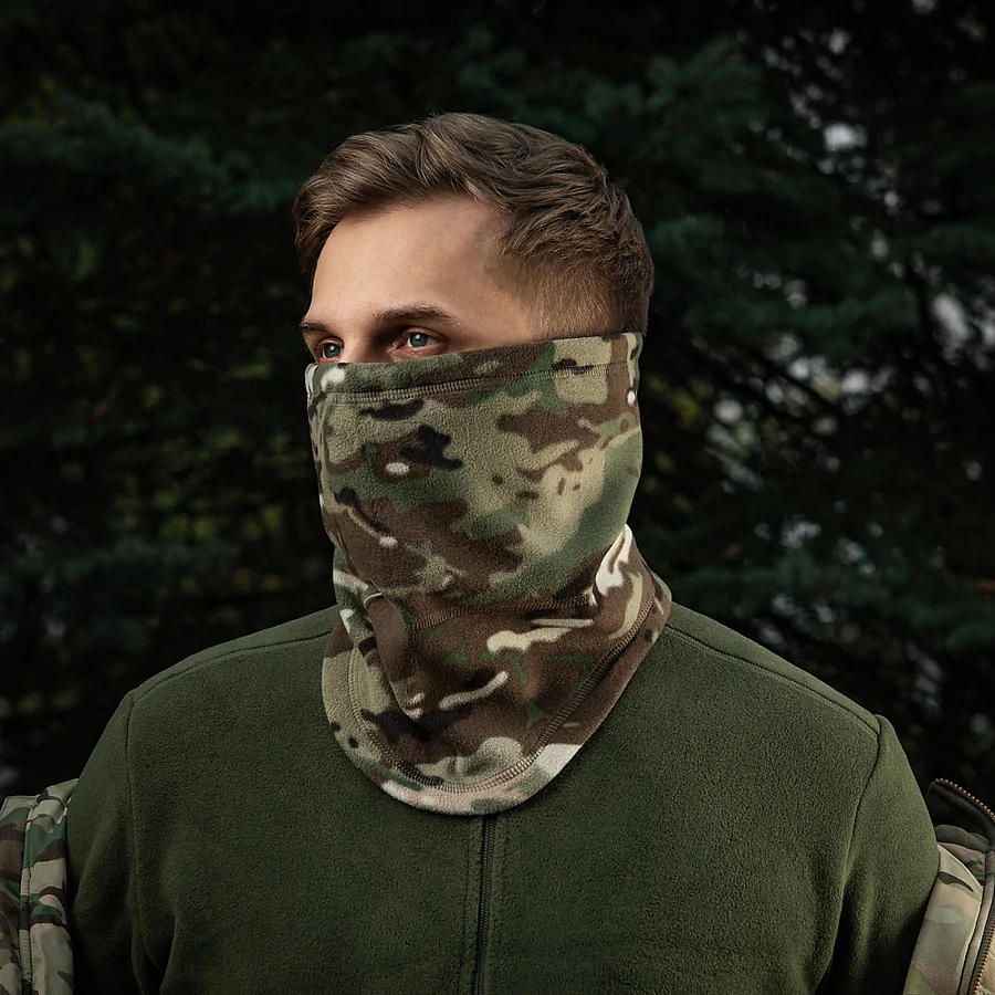 Флисовый бафф, шарф M-Tac Elite Fleece анатомический с затяжкой. Мультикам