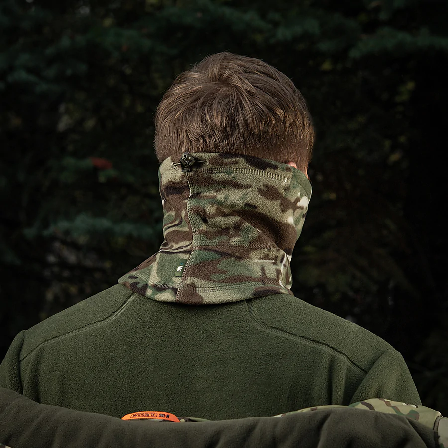 Флисовый бафф, шарф M-Tac Elite Fleece анатомический с затяжкой. Мультикам