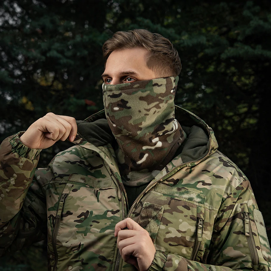 Флисовый бафф, шарф M-Tac Elite Fleece анатомический с затяжкой. Мультикам
