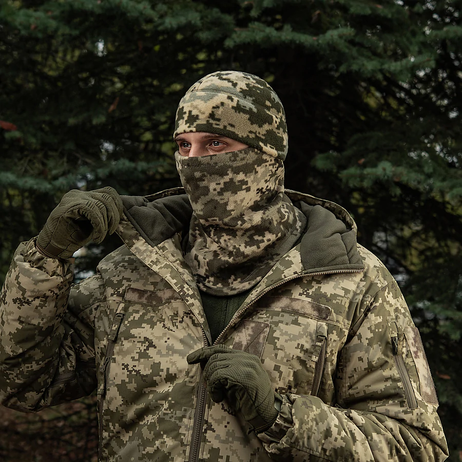 Флісовий баф, шарф M-Tac Elite Fleece анатомічний з затяжкою. Піксель