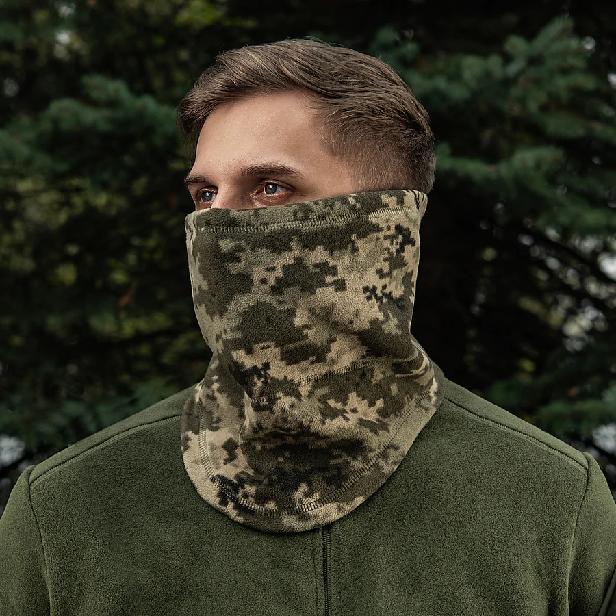 Флісовий баф, шарф M-Tac Elite Fleece анатомічний з затяжкою. Піксель