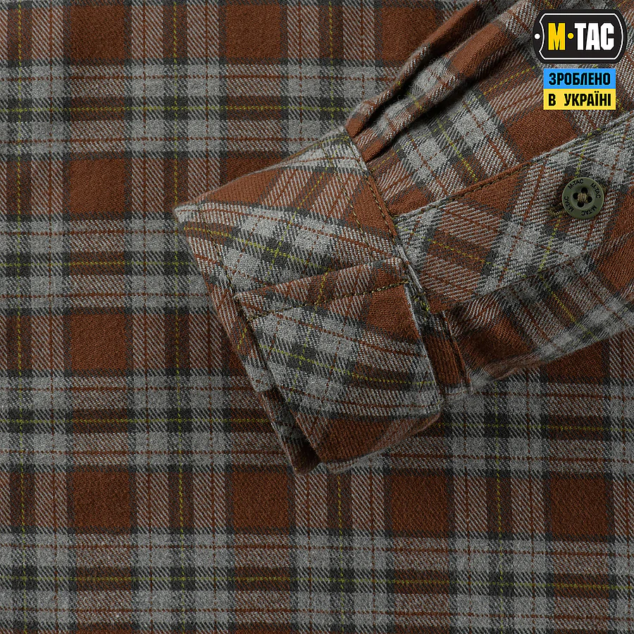 Рубашка в клетку M-Tac Lumberjack из хлопка. Коричневый
