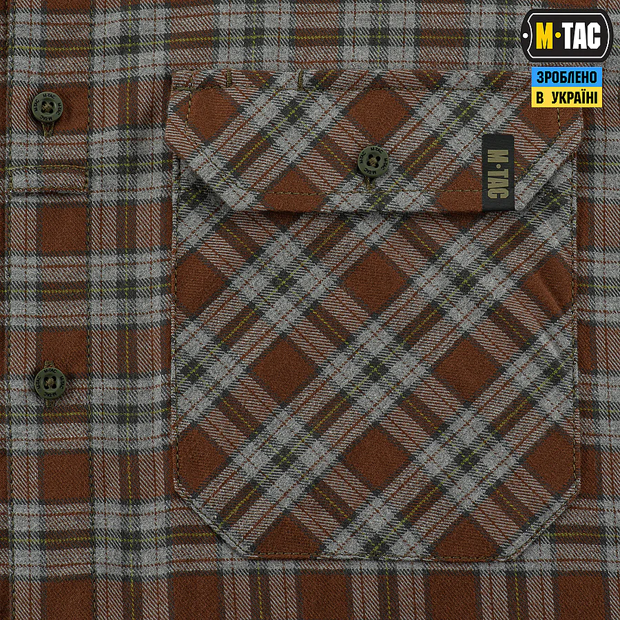 Рубашка в клетку M-Tac Lumberjack из хлопка. Коричневый