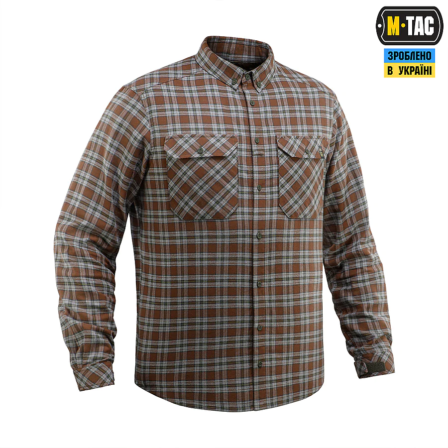Рубашка в клетку M-Tac Lumberjack из хлопка. Коричневый