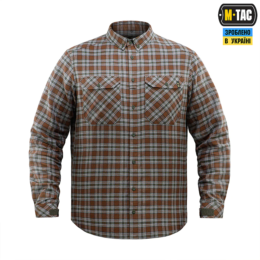 Рубашка в клетку M-Tac Lumberjack из хлопка. Коричневый