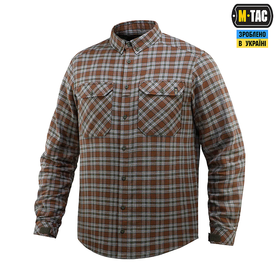 Рубашка в клетку M-Tac Lumberjack из хлопка. Коричневый