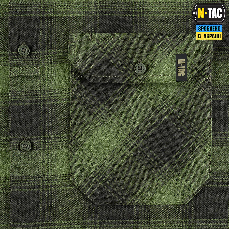 Рубашка в клетку M-Tac Lumberjack из хлопка. Олива