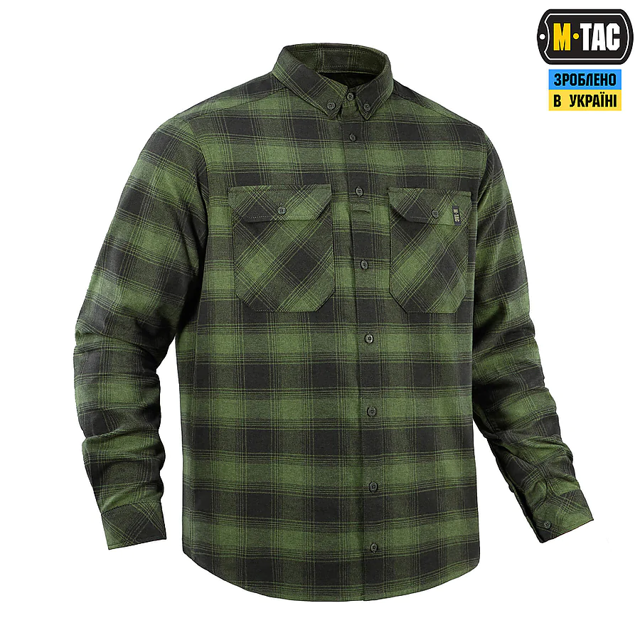 Рубашка в клетку M-Tac Lumberjack из хлопка. Олива