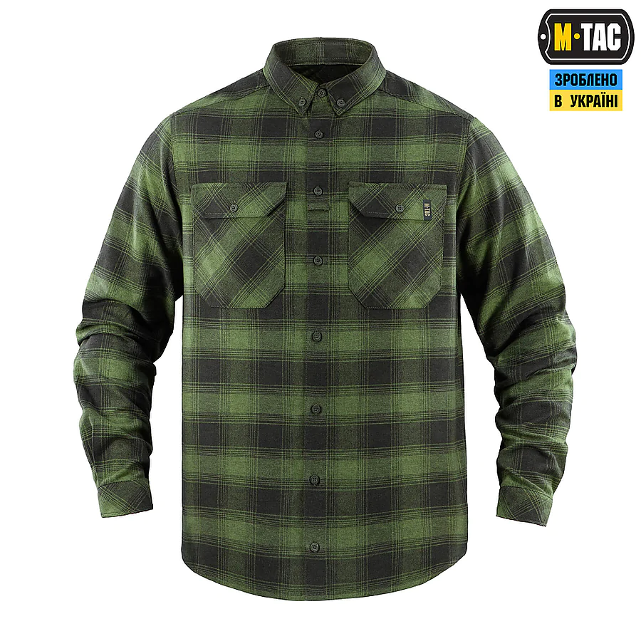 Рубашка в клетку M-Tac Lumberjack из хлопка. Олива