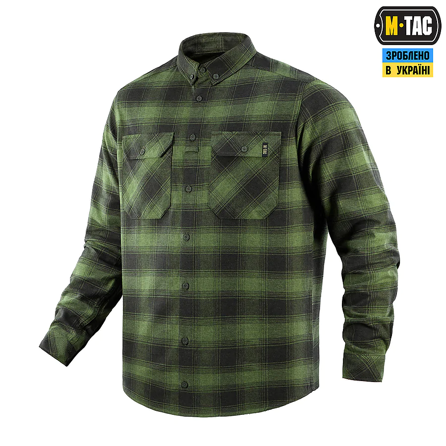 Рубашка в клетку M-Tac Lumberjack из хлопка. Олива